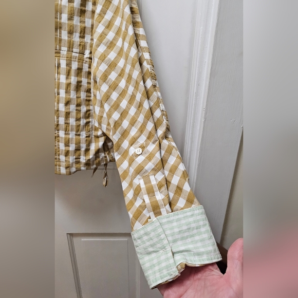 Zara Gingham cropped shirt/Jacket Button Front Size Medium - Picture 7 of 12